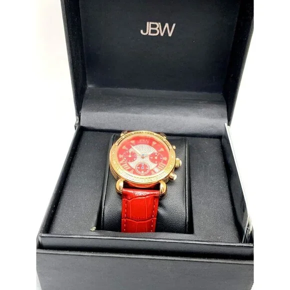 JBW Women's Watch JB6210LW Diamond Quartz Chronograph Rose Gold Red Leat… - Picture 3 of 15